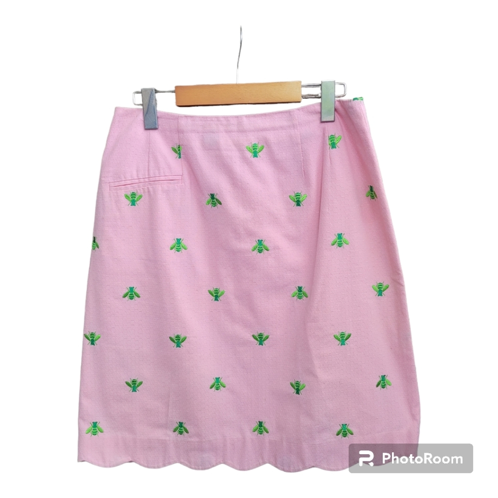 Vintage Lilly Pulitzer Embroidered Bee Pink Mini Skirt sz 8